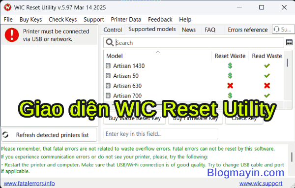 giao diện wic reset utility